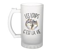 Planetee Chope de bière Loup c'est la vie | Verre à Bière Pinte humour alcool idée cadeau fête des pères anniversaire
