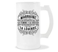 Planetee Chope de bière Marraine Déesse Légende | Verre à Bière Pinte 50 cl Cadeau famille original et drôle