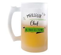 Planetee Chope de bière Meilleur Chef de tous les temps | Idée Tasse Cadeau Travail Boulot Métier Retraite Collègue Homme Pinte cervoise