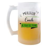 Planetee Chope de bière Meilleur Coach de tous les temps | Idée Tasse Cadeau Travail Boulot Métier Retraite Collègue Homme Pinte cervoise