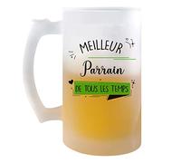 Planetee Chope de bière Meilleur Parrain de tous les temps | Idée Tasse Cadeau Famille Anniversaire Noël Pinte cervoise