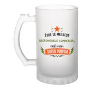 Planetee Chope de bière Meilleur Responsable commercial Super Pouvoir Idée Cadeau Crémaillère