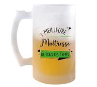 Planetee Chope de bière Meilleure Maitresse de tous les temps | Idée Tasse Cadeau Travail Boulot Métier Retraite Collègue Femme Pinte cervoise
