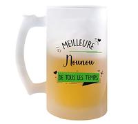 Planetee Chope de bière Meilleure Nounou de tous les temps | Idée Tasse Cadeau Travail Boulot Métier Retraite Collègue Femme Pinte cervoise
