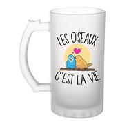 Planetee Chope de bière Oiseaux c'est la vie | Verre à Bière Pinte humour alcool idée cadeau fête des pères anniversaire