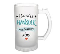 Planetee Chope de bière On va te manquer mais toi encore plus| Verre pinte de bière idée cadeau alcool drôle et original pour collègue de travail famille et amis