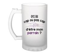 Planetee Chope de bière Oscar cap d'être mon parrain 1 Cadeau Annonce Grossesse