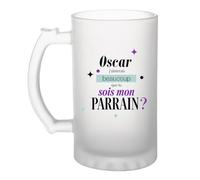 Planetee Chope de bière Oscar sois mon parrain Cadeau Annonce Grossesse