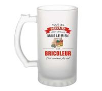 Planetee Chope de bière Parrain Bricoleur | Verre à bière Original Cadeau Anniversaire Noël Humour