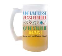 Planetee Chope de bière Personnalisable Maitresse aussi gentille| Verre à Bière Cadeau Remerciement fin d'Années Maitresse d'école Maternelle Professeur Institutrice Prof Noël
