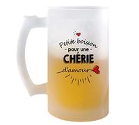 Planetee Chope de bière Petite Boisson d'une Chérie d'amour | Idée Tasse Cadeau Couple Saint Valentin Femme Pinte cervoise
