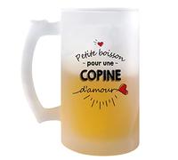 Planetee Chope de bière Petite Boisson d'une Copine d'amour | Idée Tasse Cadeau Couple Saint Valentin Femme Pinte cervoise