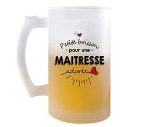 Planetee Chope de bière Petite Boisson d'une Maitresse adorée | Idée Tasse Cadeau Travail Boulot Métier Retraite Collègue Femme Pinte cervoise