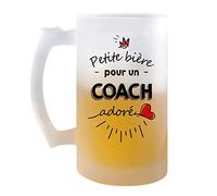 Planetee Chope de bière Petite Pinte d'un Coach d'amour | Idée Tasse Cadeau Travail Boulot Métier Retraite Collègue Homme Pinte cervoise