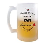 Planetee Chope de bière Petite Pinte d'un Papi d'amour | Idée Tasse Cadeau Papi Famille Fête des Grands-pères Pinte cervoise