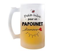 Planetee Chope De Biere Petite Pinte D'un Papounet D'amour | Idée Cadeau Fête Des Pères Annonce Grossesse Tasse Verre À Bière Cadeau Homme Anniversaire Original Famille Papa Pinte Cervoise