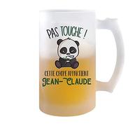 Planetee Chope de bière prénom Jean-Claude avec panda mignon et grognon | Verre à bière pinte Cadeau Apéro Humour alcool