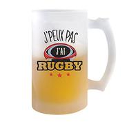 Planetee Chope de bière Rugby j'peux pas | Verre à bière pinte Cadeau humour alcool original | Imprimé en France