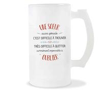 Planetee Chope de Bière Soeur aussi géniale | Idée Verre à bière Pinte Anniversaire Cadeau Apéro Noël Secret Santa Famille Humour