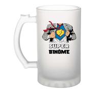 Planetee Chope de bière Super Binôme | Verre à bière Pinte Métier Collègue Cadeau Travail Boulot Départ Retraite