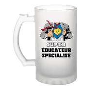 Planetee Chope de bière Super Educateur spécialisé | Verre à bière Pinte Métier Collègue Cadeau Travail Boulot Départ Retraite