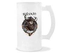 Planetee Chope de Bière Sylvain Design Viking | Verre à bière pinte Cadeau Apéro Humour alcool pour amateur de bière