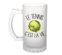 Planetee Chope de bière Tennis c'est la vie | Verre à Bière Pinte humour alcool idée cadeau fête des pères anniversaire