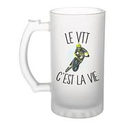 Planetee Chope de bière Vtt c'est la vie Cycliste | Verre à Bière Pinte humour alcool idée cadeau fête des pères anniversaire