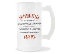 Planetee Chope Développeur aussi génial | Idée Verre à bière Pinte Cadeau Apéro Noël Secret Santa Cousin Famille Anniversaire Humour