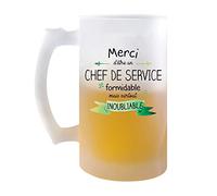 Planetee Chope Merci Chef de service Inoubliable Homme | Verre à bière Pinte Idée Cadeau Collègue Travail Retraite