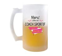 Planetee Chope Merci Coach sportif Géniale | Verre à bière Pinte Idée Cadeau Collègue Travail Retraite