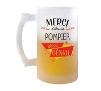 Planetee Chope Merci Pompier Génial | Verre à bière Pinte Idée Cadeau Collègue Travail Retraite