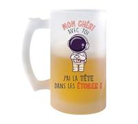 Planetee Chope Mon Chéri Tête dans les étoiles | Verre à Bière Pression Pinte Couple Saint Valentin Mariage Fiançailles Anniversaire Cadeau Romantique