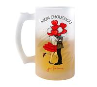 Planetee Chope Mon Chouchou Je t'aime Ballon | Verre à Bière Pression Pinte Couple Saint Valentin Mariage Fiançailles Anniversaire Cadeau Romantique