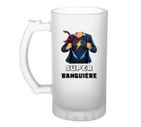 Planetee Chope Super Banquière | Verre à bière Originial Cadeau Anniversaire Noël Humour fête des mères