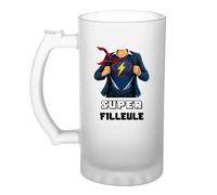 Planetee Chope Super Filleule | Verre à bière Originial Cadeau Anniversaire Noël Humour fête des mères