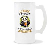 Planetee Chope Tonton Panda Grain | Idée Verre à bière Pinte Anniversaire Cadeau Apéro Noël Secret Santa Fête des Pères Humour