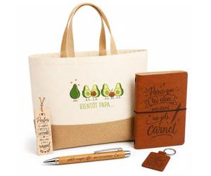 Planetee Coffret Cadeau Bientôt Papa | Sac Cabas Coton et Jute 18 L, Carnet, Stylo Bambou, Porte-Clés, Marque-Page | 5 Pièces Gravées | Anniversaire Noël