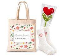 Planetee Coffret Cadeau Cocooning Maréchale Ferrante | Tote Bag Coton, Chaussettes Douces Cœur, Fleur Cœur en Crochet | 3 Pièces | Collègue Femme Départ Retraite Remerciement