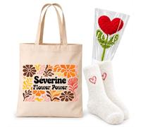 Planetee Coffret Cadeau Cocooning Séverine | Tote Bag Coton, Chaussettes Douces Cœur, Fleur Cœur en Crochet | 3 Pièces | Femme Anniversaire Fête Noël Original