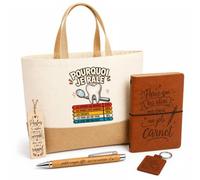 Planetee Coffret Cadeau Dentiste Pourquoi je râle femme | Sac Cabas Coton et Jute 18 L, Carnet, Stylo Bambou, Porte-Clés, Marque-Page | 5 Pièces Gravées | Anniversaire Noël