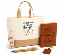 Planetee Coffret Cadeau J’peux pas je préfère mon Lévrier | Sac Cabas Coton et Jute 18 L, Carnet, Stylo Bambou, Porte-Clés, Marque-Page | 5 Pièces Gravées | Anniversaire Noël Propriétaire Lévrier