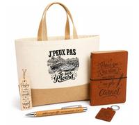 Planetee Coffret Cadeau J’peux pas je suis Picard | Sac Cabas Coton et Jute 18 L, Carnet, Stylo Bambou, Porte-Clés, Marque-Page | 5 Pièces Gravées | Anniversaire Noël