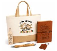 Planetee Coffret Cadeau Juste un gars qui adore les gerbilles | Sac Cabas Coton et Jute 18 L, Carnet, Stylo Bambou, Porte-Clés, Marque-Page | 5 Pièces Gravées | Anniversaire Noël Amoureux des Animaux