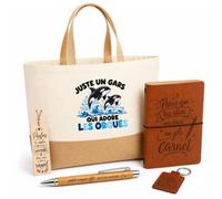 Planetee Coffret Cadeau Juste un gars qui adore les orques | Sac Cabas Coton et Jute 18 L, Carnet, Stylo Bambou, Porte-Clés, Marque-Page | 5 Pièces Gravées | Anniversaire Noël Amoureux de L'Océan