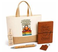 Planetee Coffret Cadeau Kettlebell Pourquoi je perds | Sac Cabas Coton et Jute 18 L, Carnet, Stylo Bambou, Porte-Clés, Marque-Page | 5 Pièces Gravées | Anniversaire Noël
