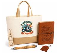 Planetee Coffret Cadeau La Boxe Française C'est Ma Thérapie | Sac Cabas Coton et Jute 18 L, Carnet, Stylo Bambou, Porte-Clés, Marque-Page | 5 Pièces Gravées | Anniversaire Noël
