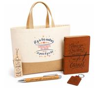 Planetee Coffret Cadeau Les Autres Conductrices de Train et Toi | Sac Cabas Coton et Jute 18 L, Carnet, Stylo Bambou, Porte-Clés, Marque-Page | 5 Pièces Gravées | Anniversaire Noël