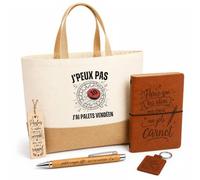 Planetee Coffret Cadeau Palets Vendéen J'peux Pas Design | Sac Cabas Coton et Jute 18 L, Carnet, Stylo Bambou, Porte-Clés, Marque-Page | 5 Pièces Gravées | Anniversaire Noël