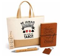 Planetee Coffret Cadeau Tarot Copy Trentenaire Femme | Sac Cabas Coton et Jute 18 L, Carnet, Stylo Bambou, Porte-Clés, Marque-Page | 5 Pièces Gravées | Anniversaire Noël